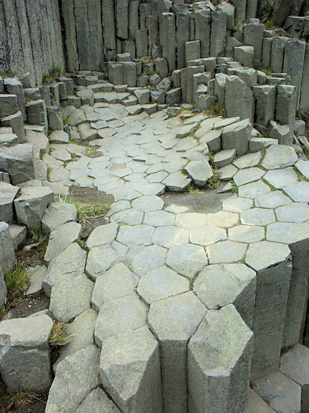 A basaltic tasselated pavement at the Panská skála rock.