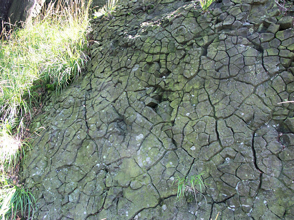 Absonderung des Basaltes am Zlatý vrch (Goldberg) bei Líska (Hasel).