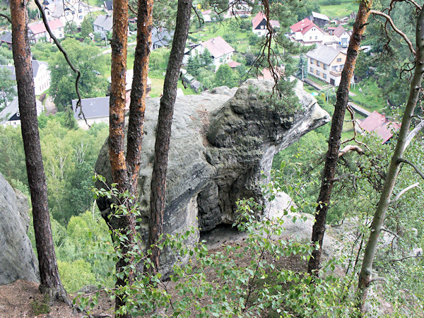 A petrified bear on a promontory near Sloup.