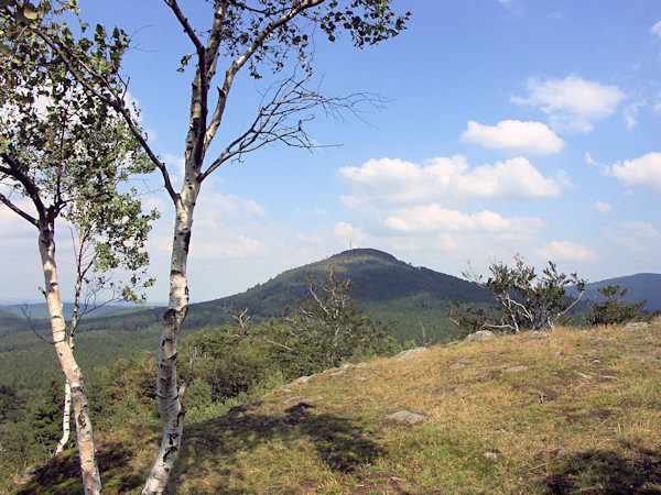 View from the peak of the Malý Stožec to the Jedlová hill.