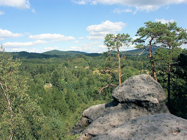 View from the Křížová věž at the forests near Naděje.