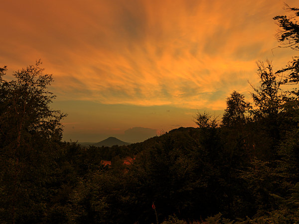 Fiery evening glow over Růžovský vrch.