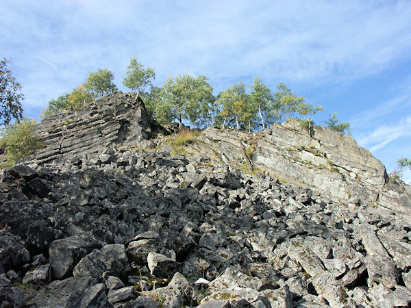Rock debris on the northeastern slope of Malý Stožec hill.