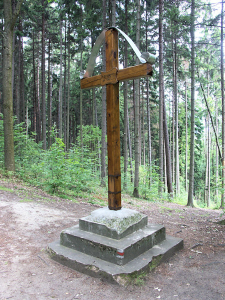 A wooden cross in the saddle near of the view-point Na Stráži.