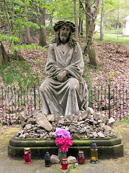 The Ecce-Homo-Sculpture on the Way of the Cross near of Jiřetín.