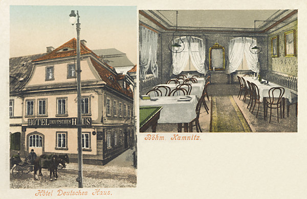 This picture postcard shows the former inn „Deutsches Haus“ (German House) at the then Topfmarkt (Pottery Market).