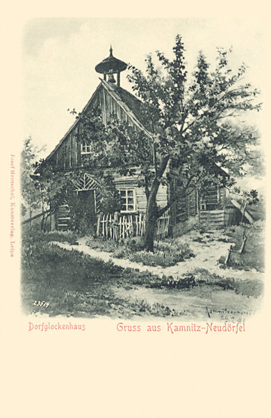 Diese Ansichtskarte aus der Zeit um 1905 zeigt das Umgebindehaus mit Glockentürmchen, in dem 1844 der bedeutende Heimatforscher Amand A. Paudler geboren wurde. Heute ist dieses Häuschen bereits verschwunden.