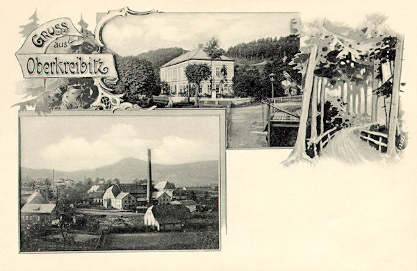 A historical postcard of Horní Chřibská from 1899.