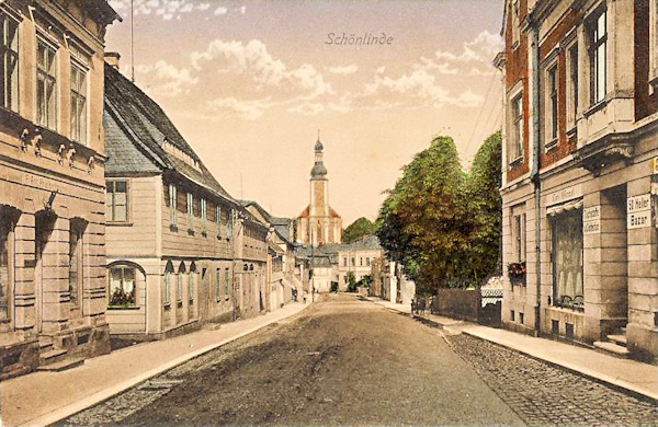 This picture postcard from the beginning of the 20th century shows the former Chřibská-Street leading from the market place to the south towards Rybniště and Chřibská.