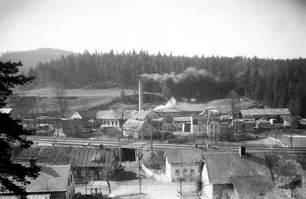 Diese Ansichtskarte aus der Zeit um 1940 zeigt die ehemalige Eschlers Brettmühle hinter dem Bahnhof.