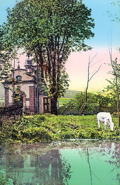 On this picture postcard there is the Chapel of St. Trinity at Dolní Šenov which at present no longer exists.