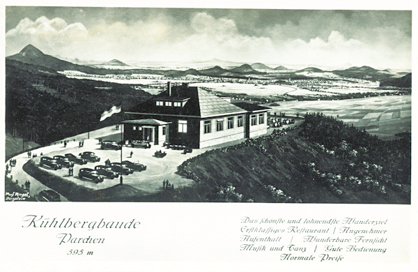 This postcard without date shows the former restaurant Na vyhlidce near Prácheň with the view from here to the Southeast.