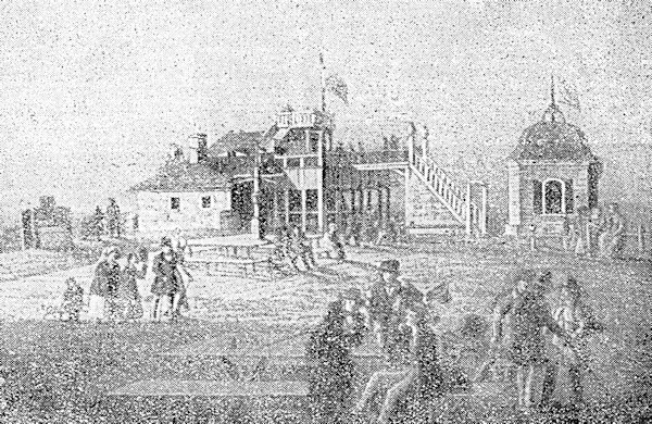 Dieses einzigartige Bildchen von 1851 zeigt das älteste Gasthaus auf dem Lauschegipfel.