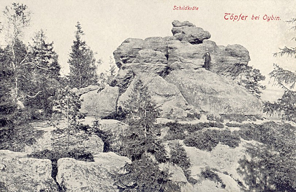 This picture postcard from about 1920 shows the rock called „The turtle“.