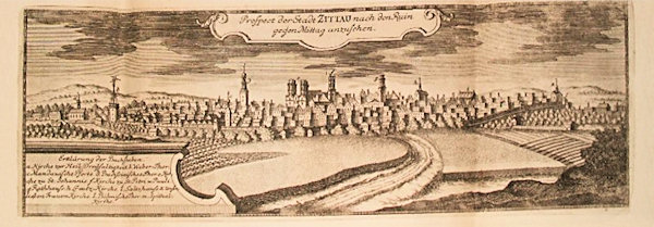 Město Žitava před požárem roku 1752.