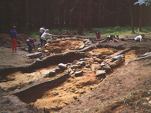 Archeologický výzkum lokality sklářské hutě z doby kolem roku 1300 jižně od osady Lesné pod Tolštejnem, pod vedením Dr. E. Černé.