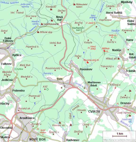 Übersichtskarte der Umgebung von Svor.