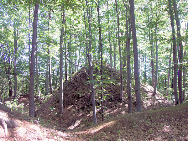 Gesamtansicht des Burgberges mit dem tiefen Graben.