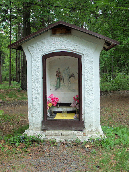 Farská kaple (Pfaffenkapelle) auf dem Široký vrch (Steingeschütte) bei Rybniště (Teichstatt).