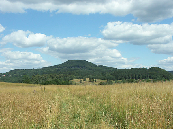 Blick auf den Plešivec von Chřibská aus gesehen.