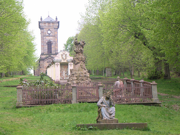 Der Walfahrtsort am Abhange des Kreuzberges bei Jiřetín (Skt. Georgental).