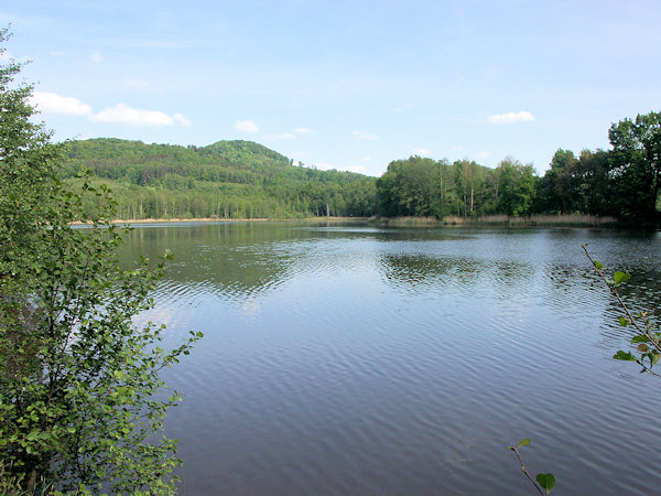 Blick auf den Roten Teich vom Südufer aus.