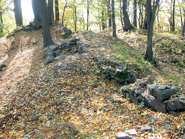 Reste der Grundmauer des Hauptgebäudes der Burg.