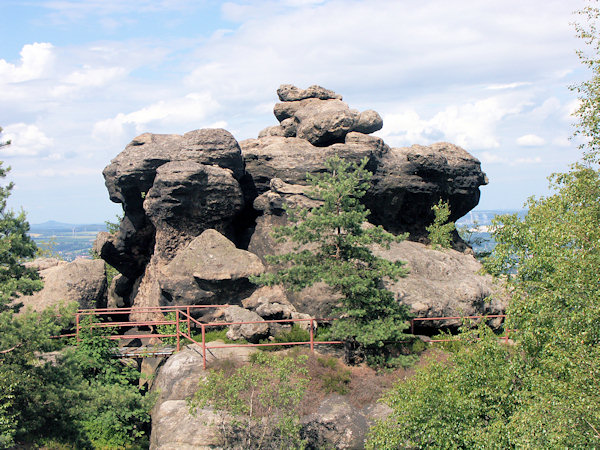 Die Schildkröte am Aussichtspunkt vor der Baude.