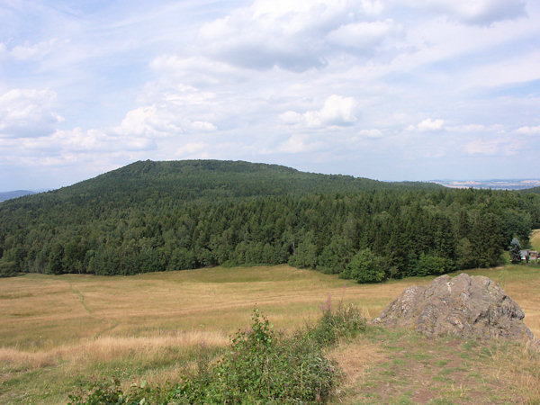 Pohled na kopec z Janských kamenů.